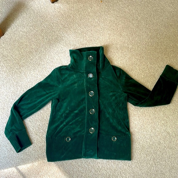 Vintage Holiday Green Jones New York Forest Green Velour Jacket like NEW - Picture 3 of 8